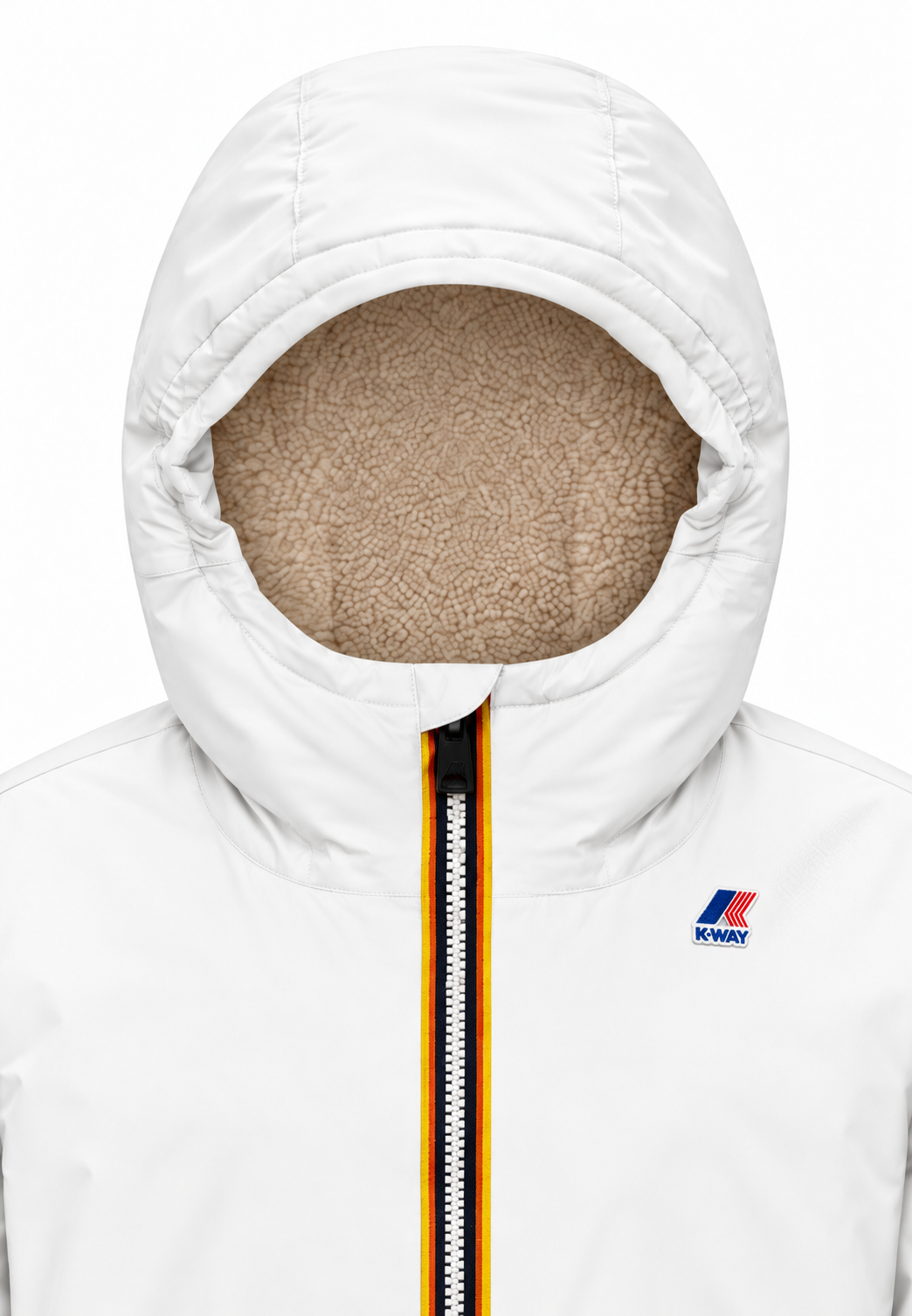 Kway giubbotto bianco con cappuccio imbottitura calda