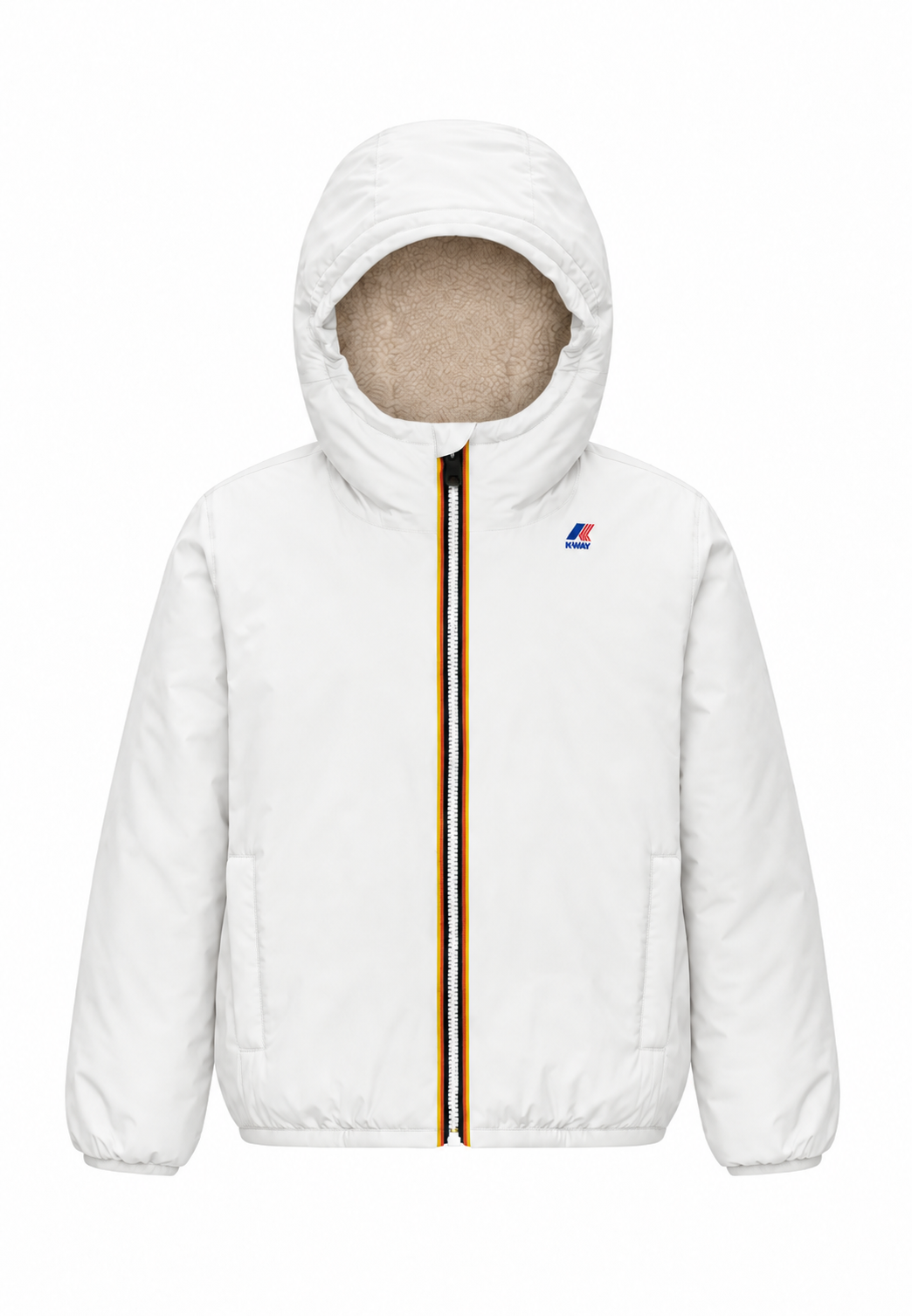 Kway giubbotto bianco con cappuccio imbottitura calda