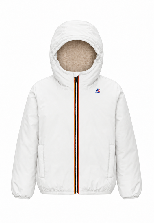 Kway giubbotto bianco con cappuccio imbottitura calda
