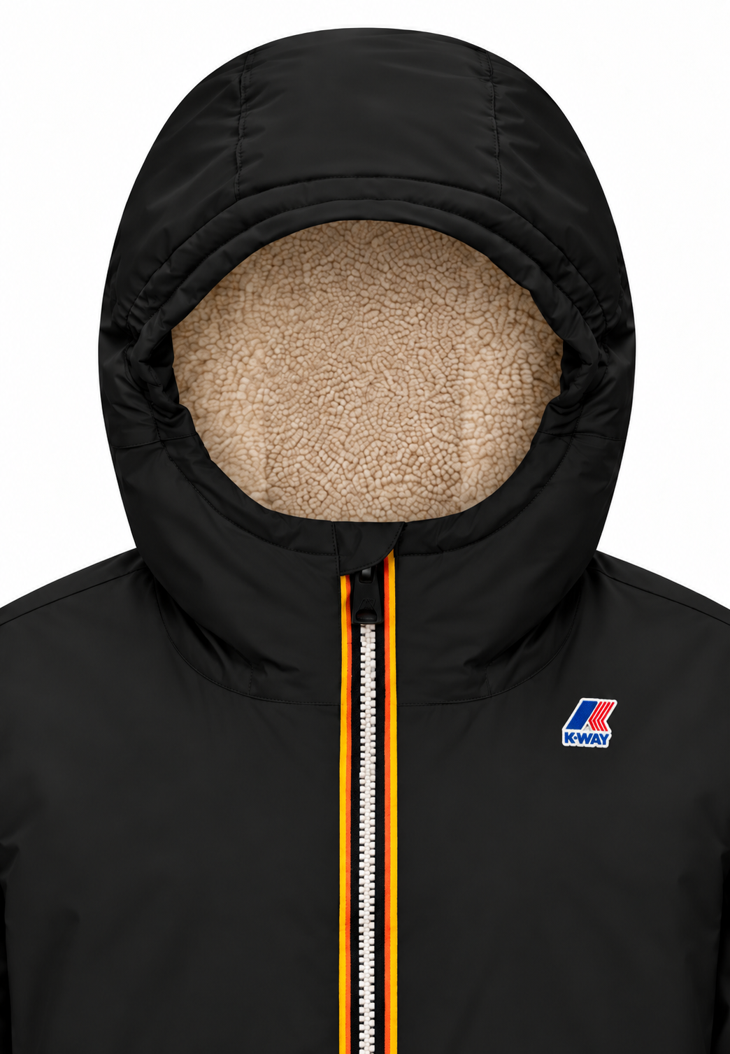Kway giubbotto nero con cappuccio imbottitura calda