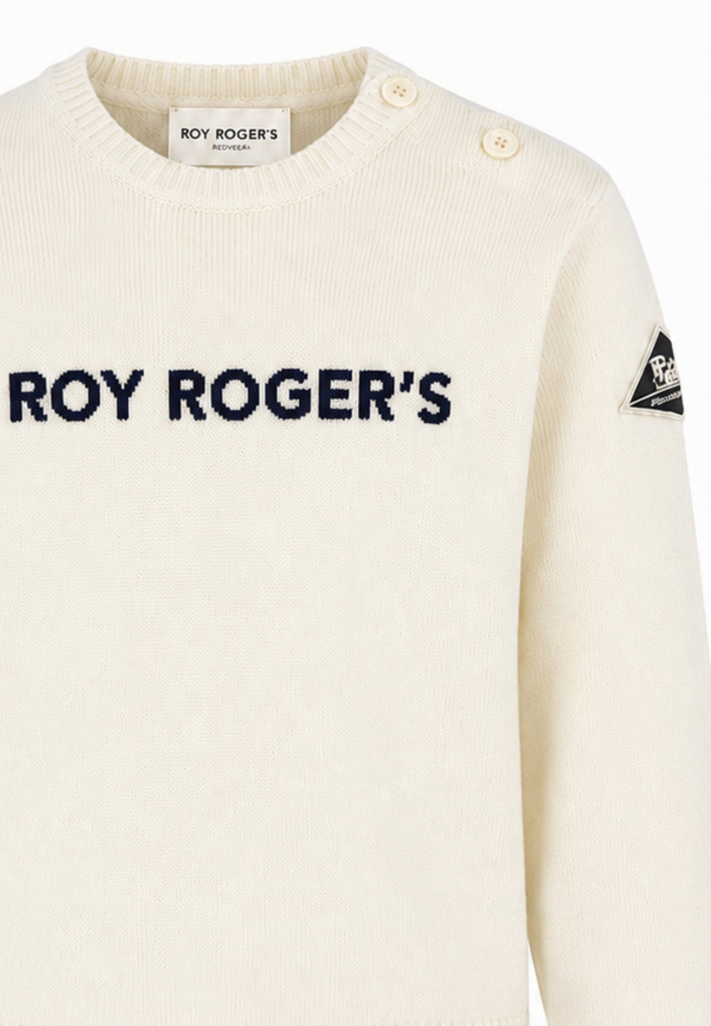 Roy Roger's maglia PANNA CON LOGO CENTRALE RICAAMTO Bambini e ragazzi rh116/00.panna_