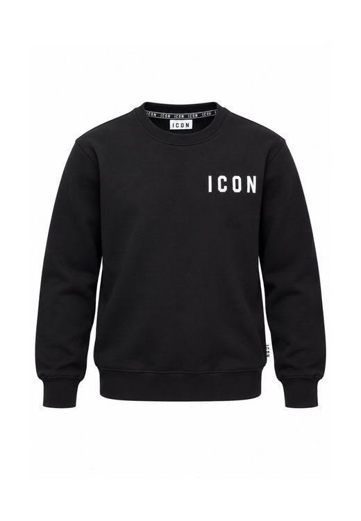 ICON FELPA nera girocollo con logo bianco Bambini e ragazzi ibsw001531.nero/bianco_