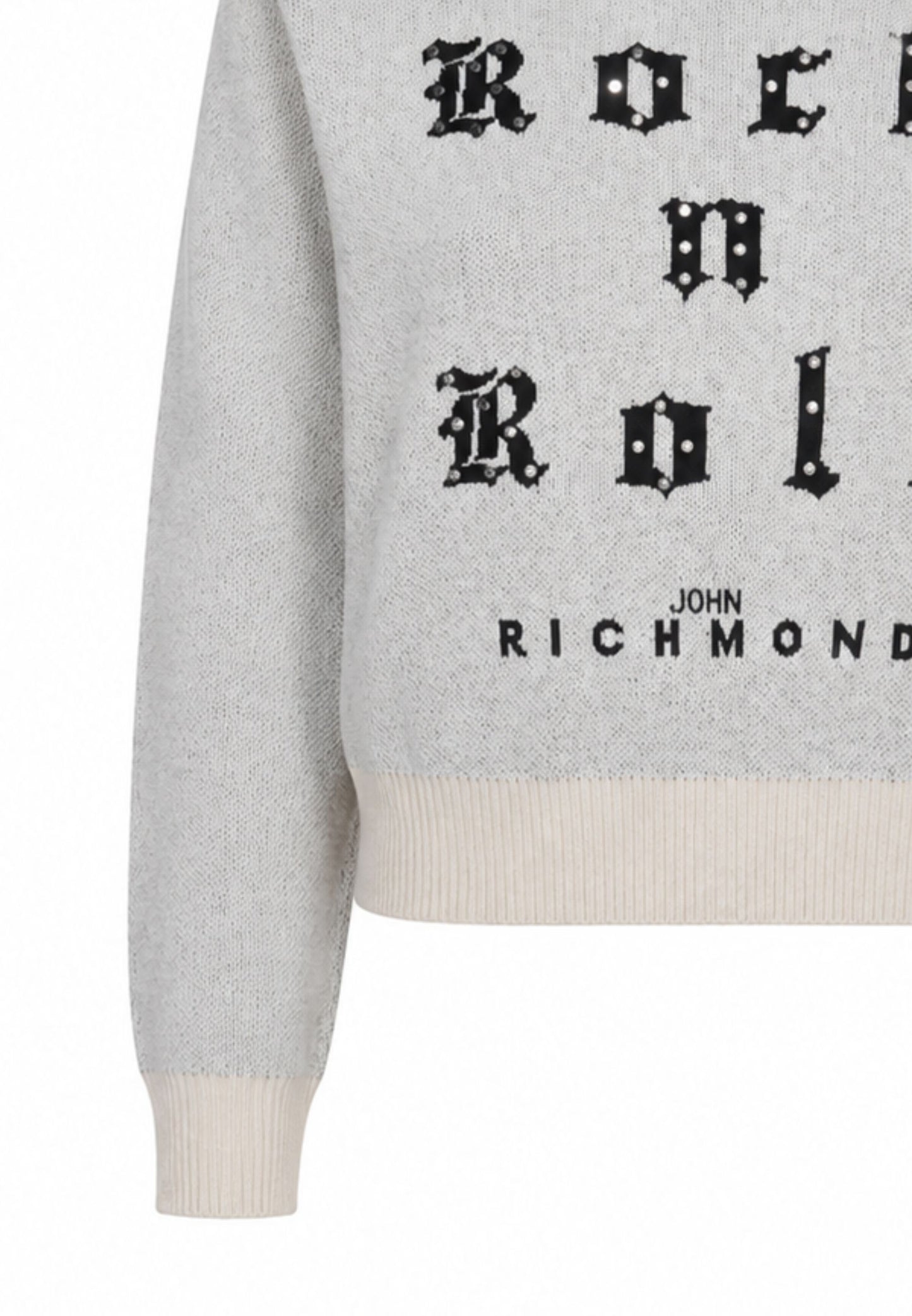 John Richmond maglione beige crop bambina con scritta e strass Bambine e ragazze rga26061ma.beige_