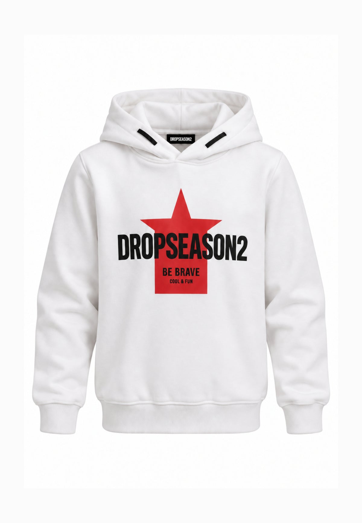 DS2 FELPA PANNA CON CAPPUCCIO E LOGO ROSSO CENTRALE Bambini e ragazzi F62K216.PANNA_