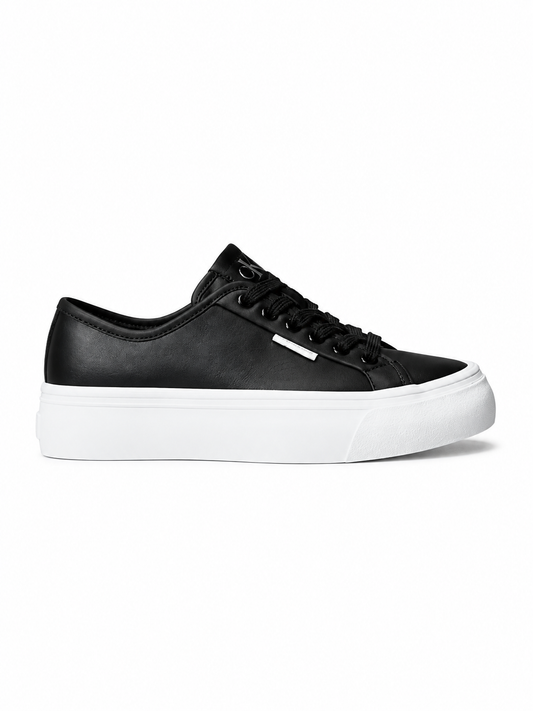 Calvin Klein sneakers donna flatform nere in pelle con logo sul retro Uomo