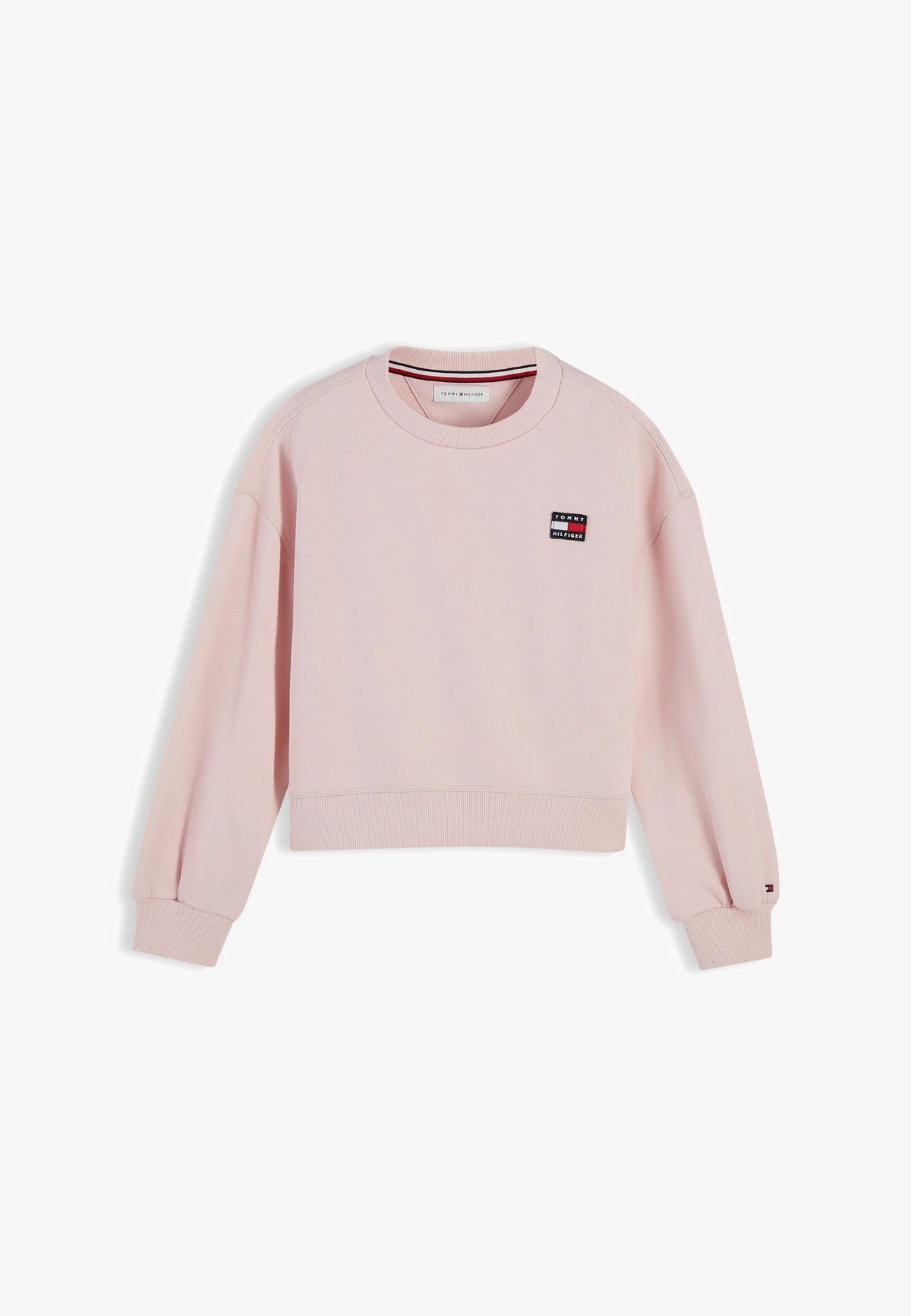TOMMY HILFIGER FELPA ROSA A GIROCOLLO MINI LOGO BANDIERA Bambine e ragazze KG0KG09567TGQ.ROSA_