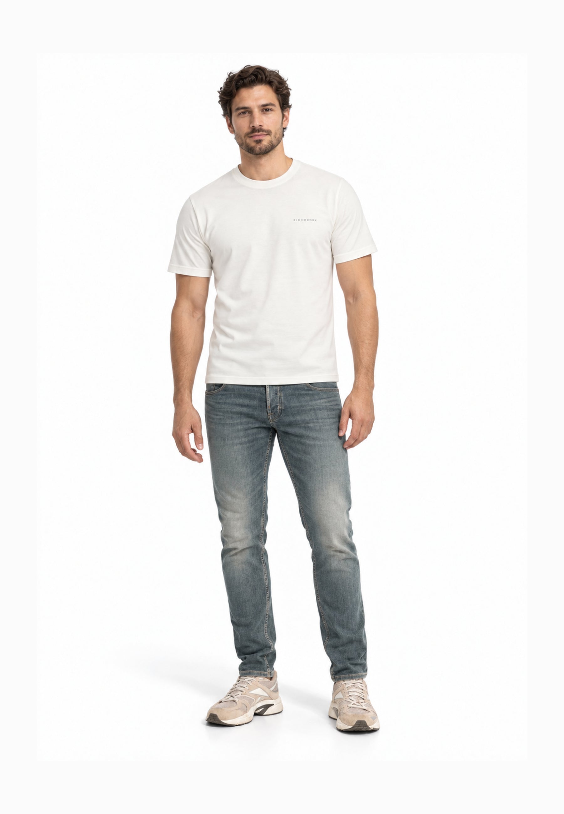 John Richmond T SHIRT PANNA A MEZZE MANICHE CON MINI LOGO Uomo UMA26291TS.PANNA_