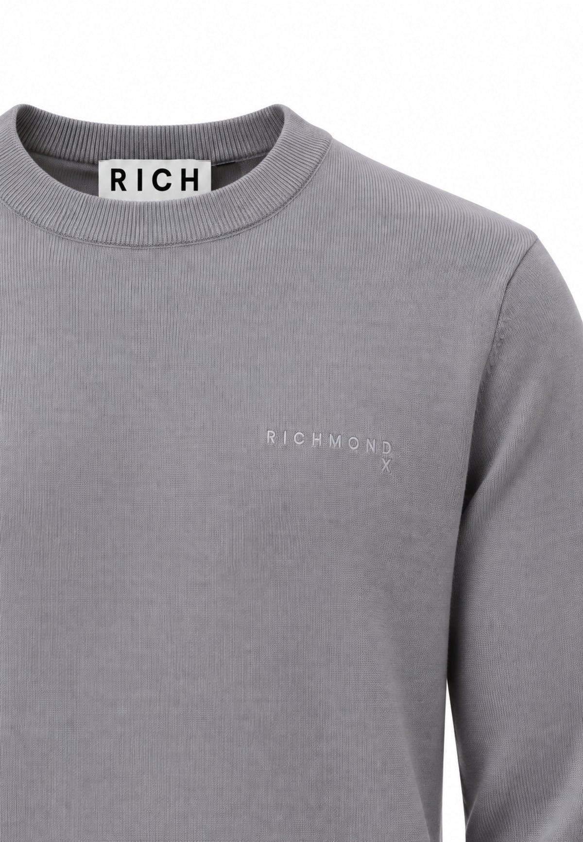 John Richmond maglia GRIGIA IN LANA RASATA CON MINI LOGO Uomo uma26169ma.grig_