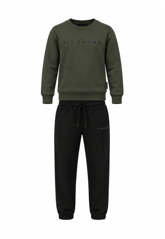 John Richmond Tuta VERDE OLIVA CON FELPA A GIROCOLLO Bambini e ragazzi rba26006cf.ver_