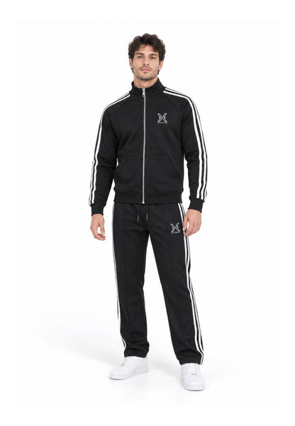 John Richmond tuta NERA A COLLO ALTO CON ZIP E STRISCE LATERALI Uomo uma26277tuta.ne_