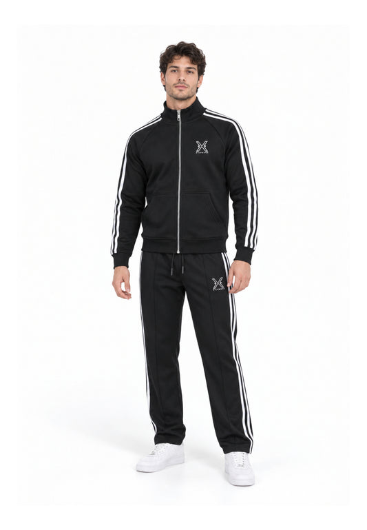 John Richmond tuta NERA A COLLO ALTO CON ZIP E STRISCE LATERALI Uomo uma26277tuta.ne_