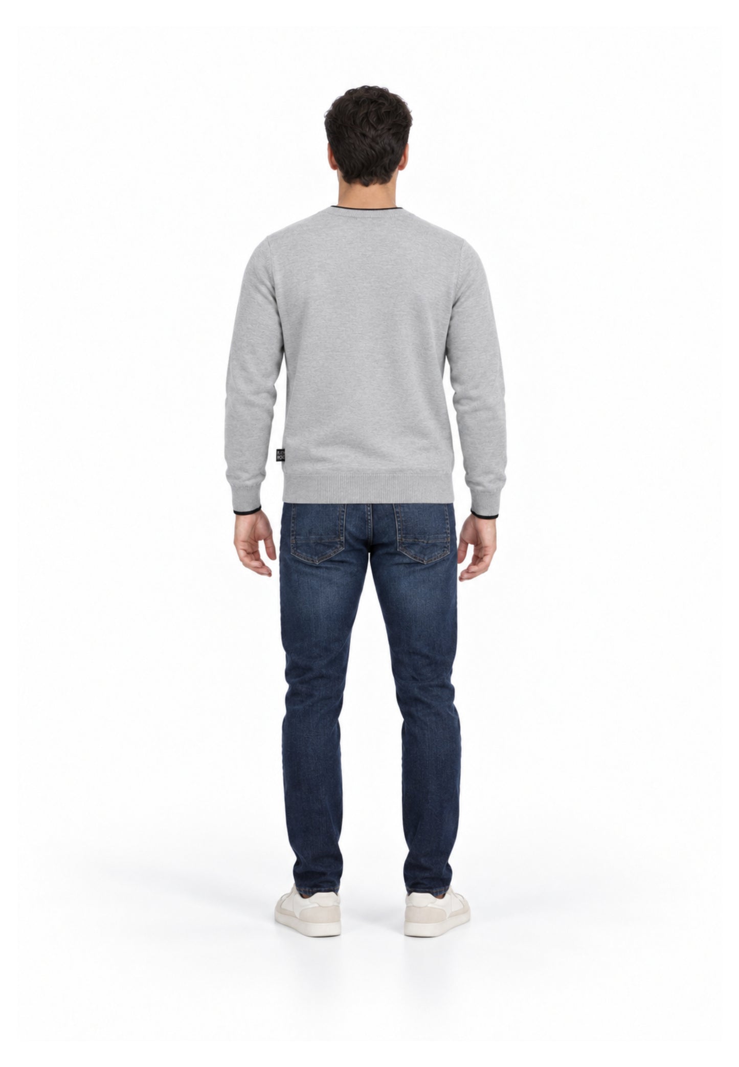 John Richmond MAGLIONE GRIGIO CON ORLI A CONTRASTO NERI Uomo UMA26271MA.GRIG_