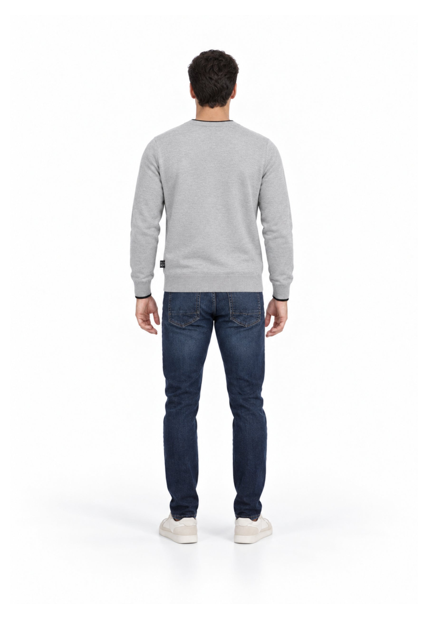 John Richmond MAGLIONE GRIGIO CON ORLI A CONTRASTO NERI Uomo UMA26271MA.GRIG_