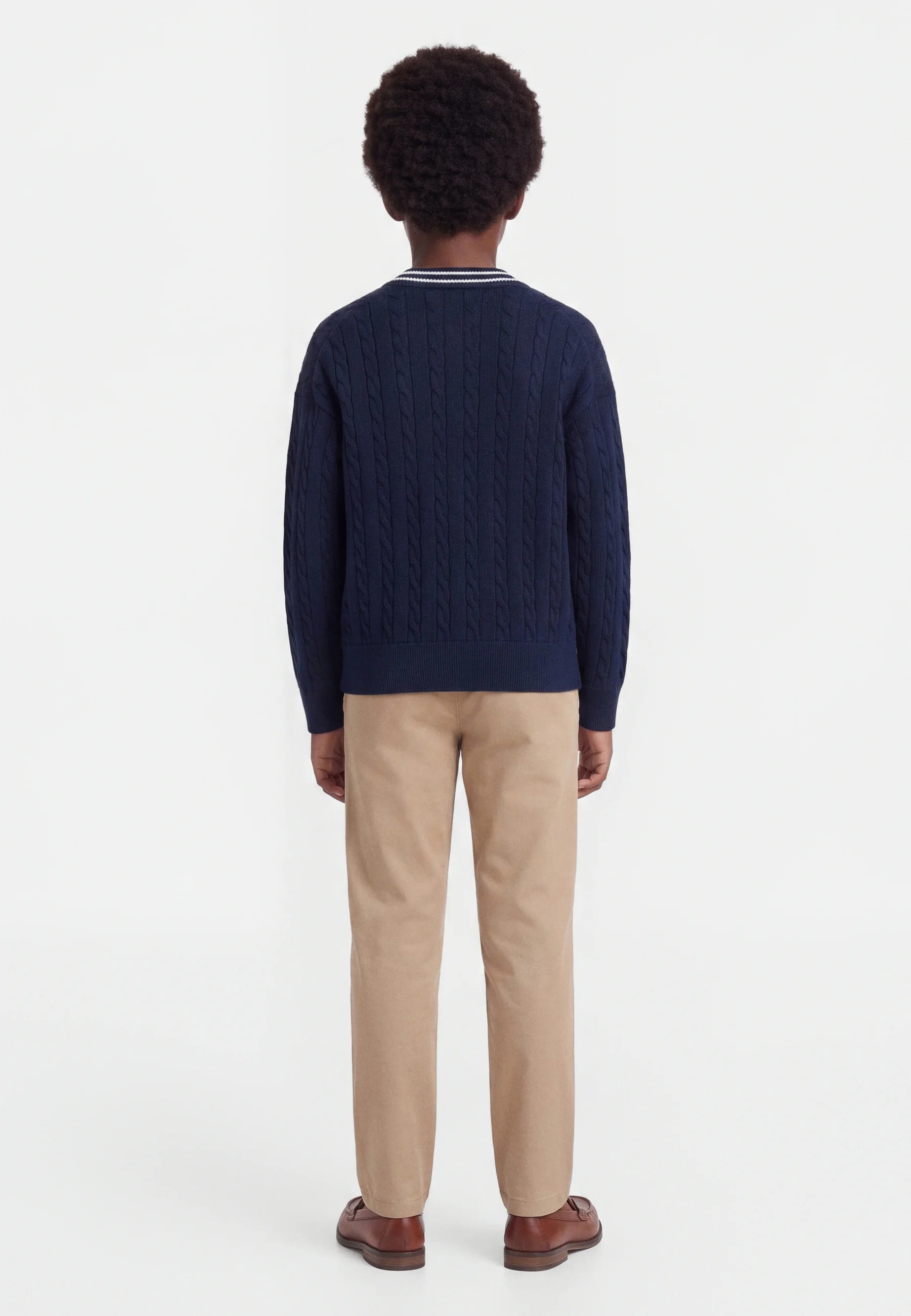 TOMMY HILFIGER CARDIGAN BLU CON SCOLLO A V E DETTAGLI BIANCHI Bambini e ragazzi KB0KB10491C1G_
