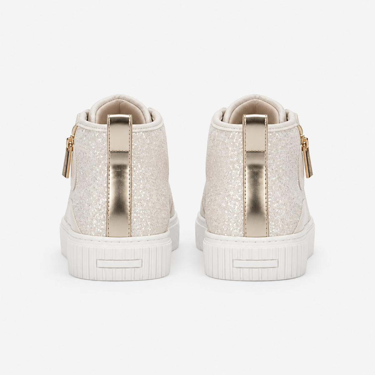Michael Kors Shea Split Patch Sneakers Alte Glitter Vanilla Bambina