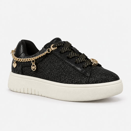 Michael Kors Sneakers Nere Glitter Bambina con Logo sul Retro