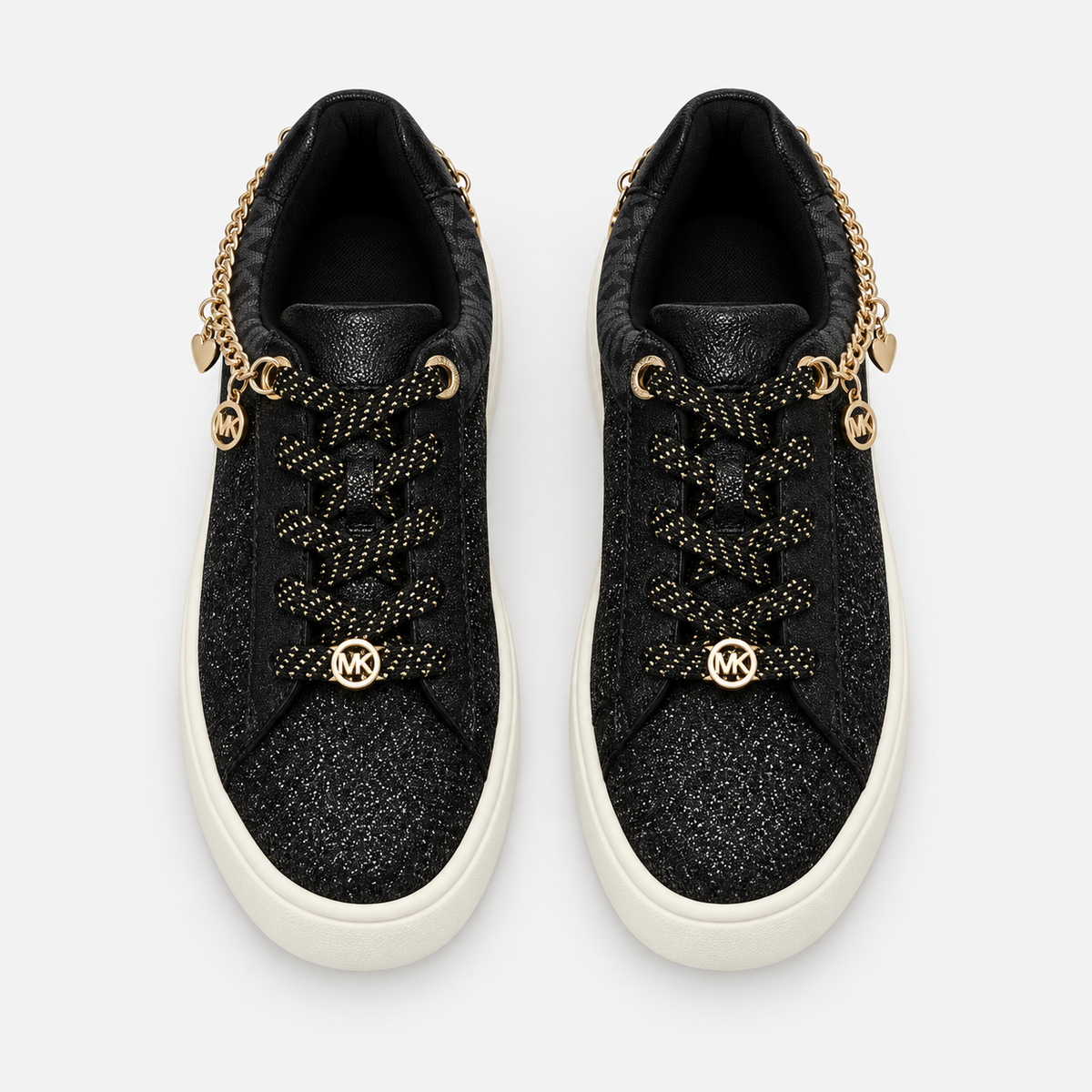 Michael Kors Sneakers Nere Glitter Bambina con Logo sul Retro