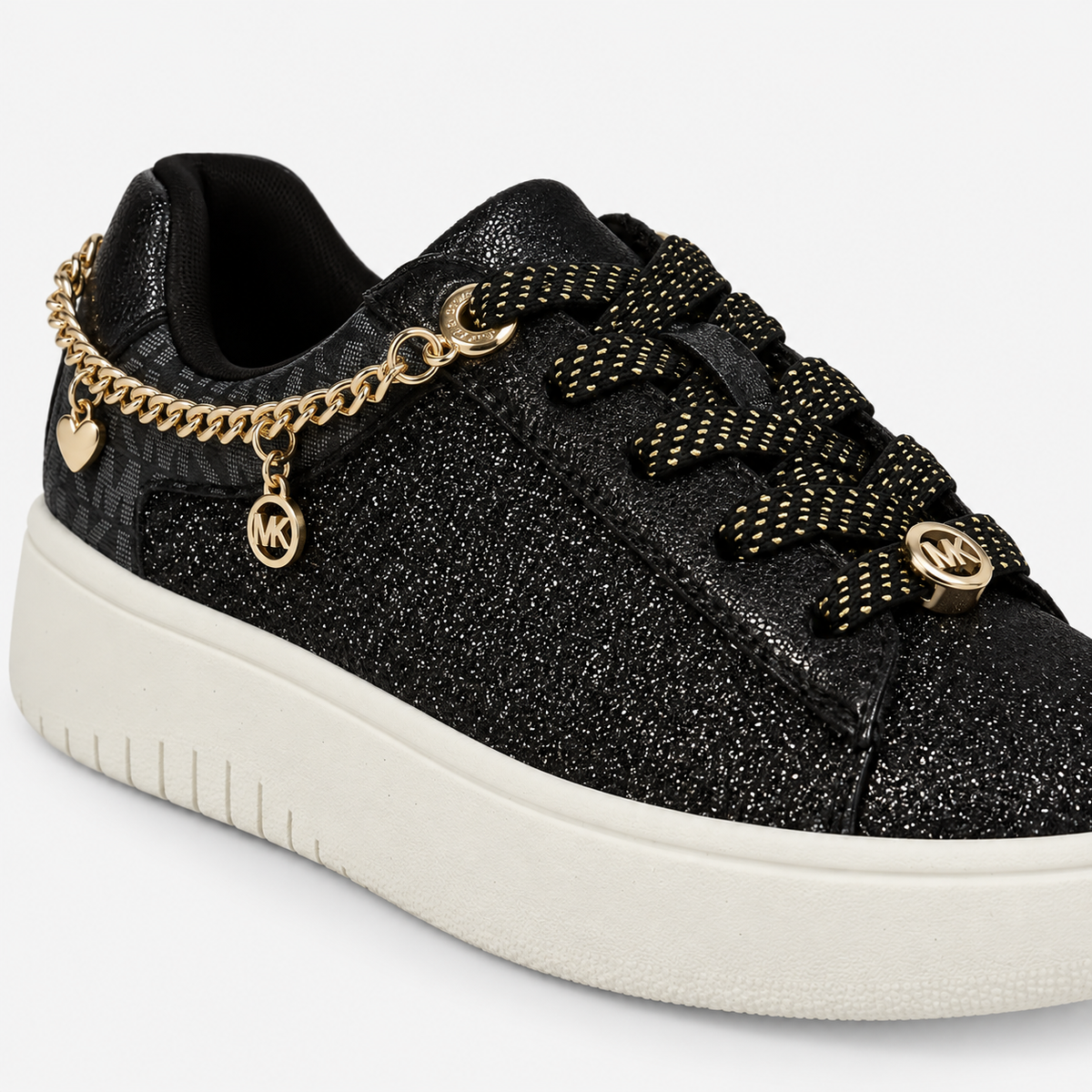 Michael Kors Sneakers Nere Glitter Bambina con Logo sul Retro