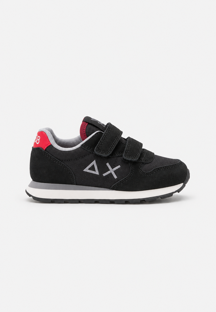 SUN68 Boy's Tom Solid Sneakers Nere Bambino con Strappi Z46301B