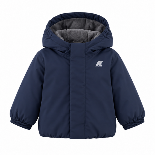 Kway giubbotto blu con cappuccio bambino e neonato