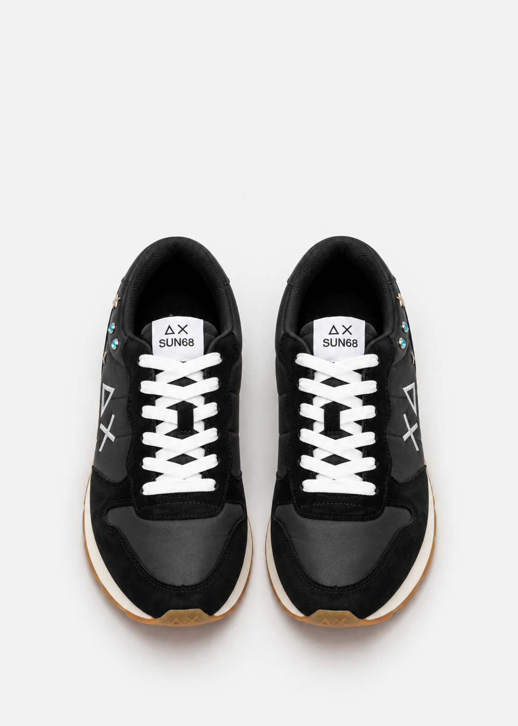 SUN68 Sneakers Nere Ragazza con Borchie e Logo Z46406T