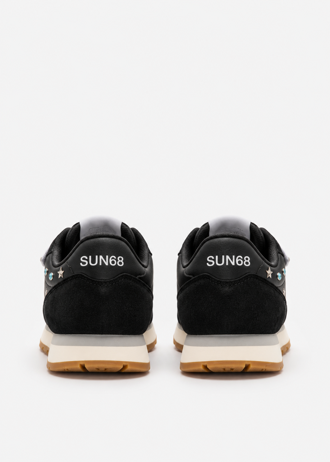 SUN68 Sneakers Nere Ragazza con Borchie e Logo Z46406T