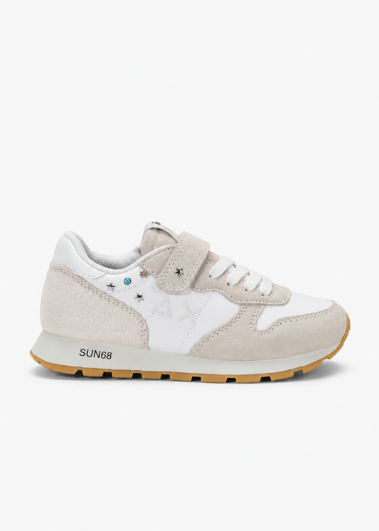 SUN68 Ally Studs Sneakers Panna Bambina con Borchie Z46406K