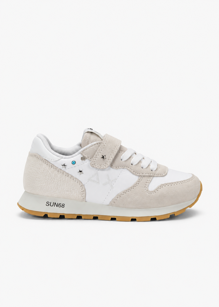 SUN68 Ally Studs Sneakers Panna Bambina con Borchie Z46406K