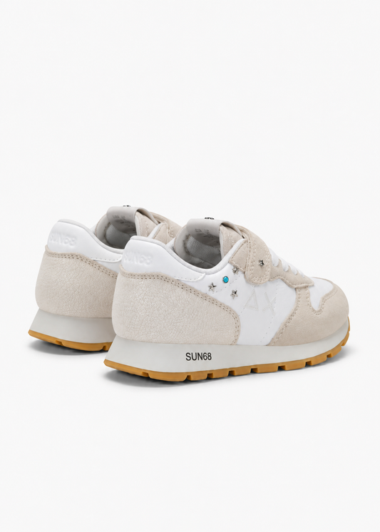 SUN68 Ally Studs Sneakers Panna Bambina con Borchie Z46406K