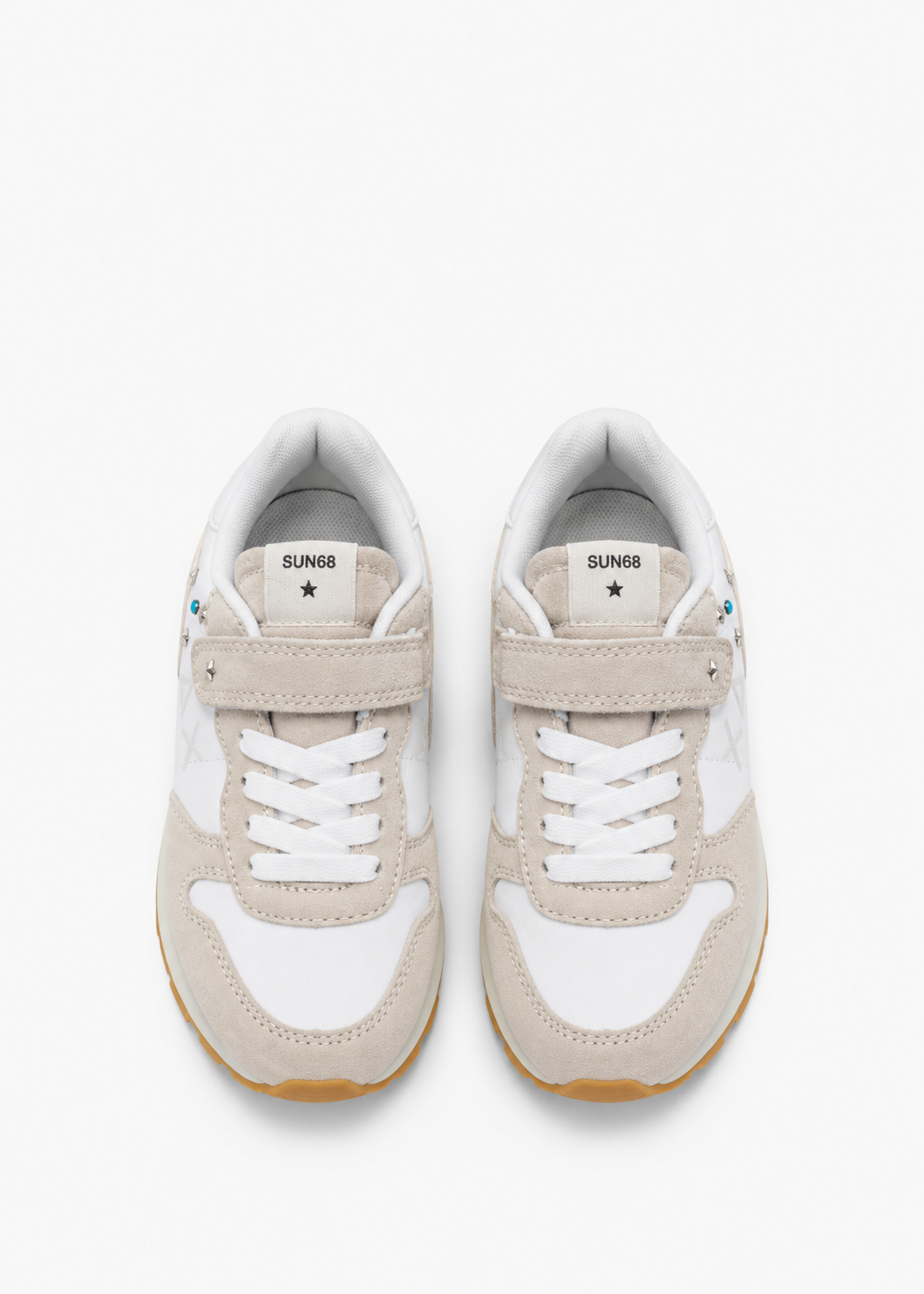 SUN68 Ally Studs Sneakers Panna Bambina con Borchie Z46406K