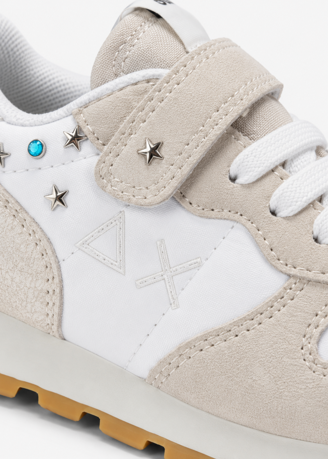 SUN68 Ally Studs Sneakers Panna Bambina con Borchie Z46406K