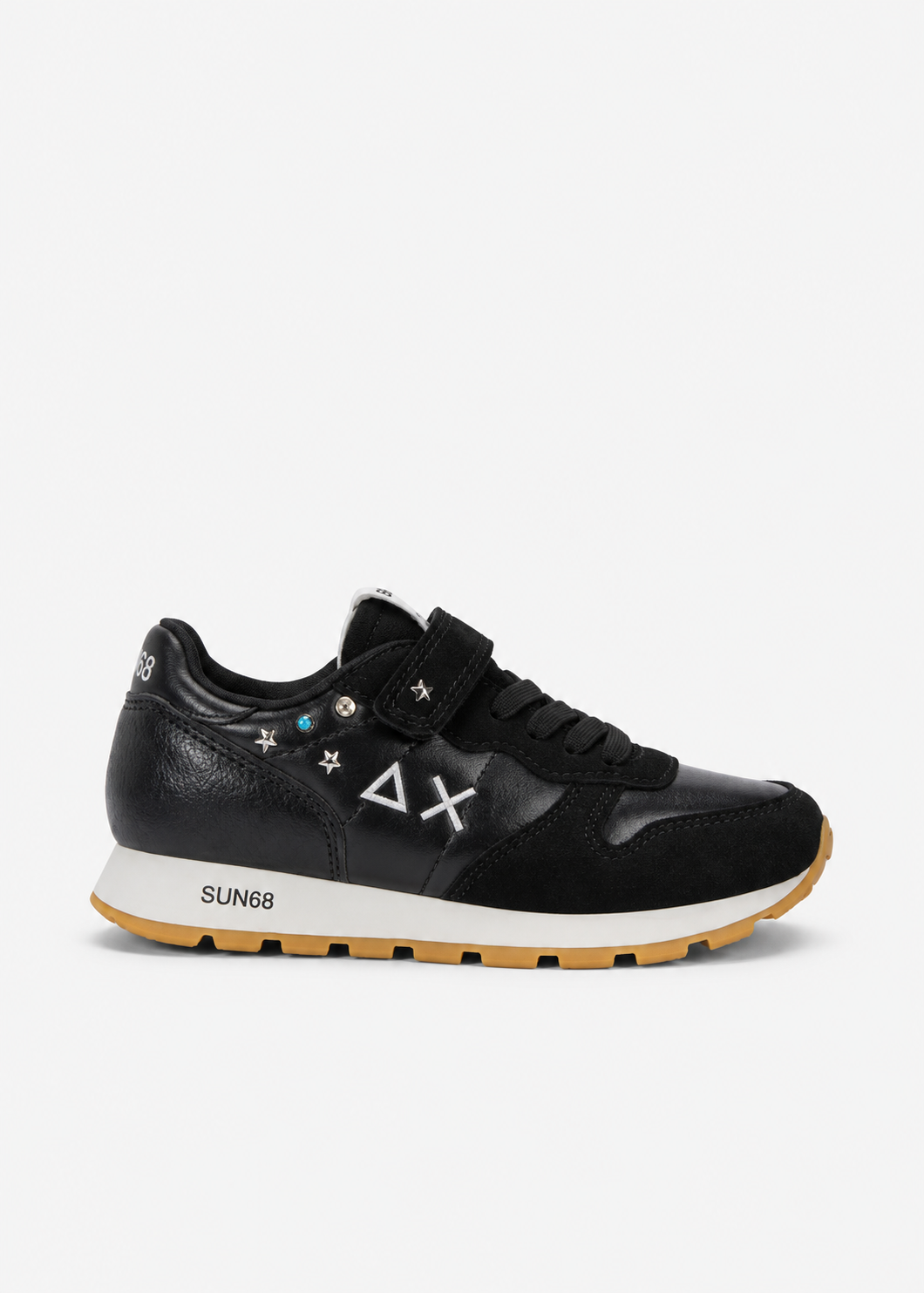 SUN68 Ally Studs Sneakers Nere Bambina con Borchie e Strappi Z46406K