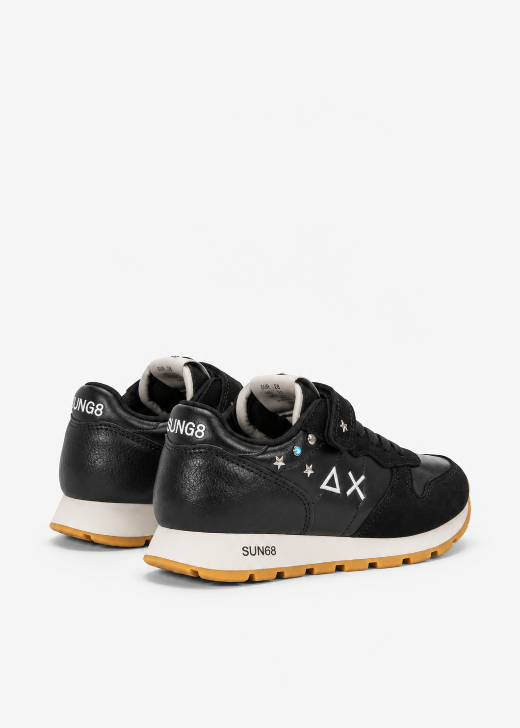 SUN68 Ally Studs Sneakers Nere Bambina con Borchie e Strappi Z46406K