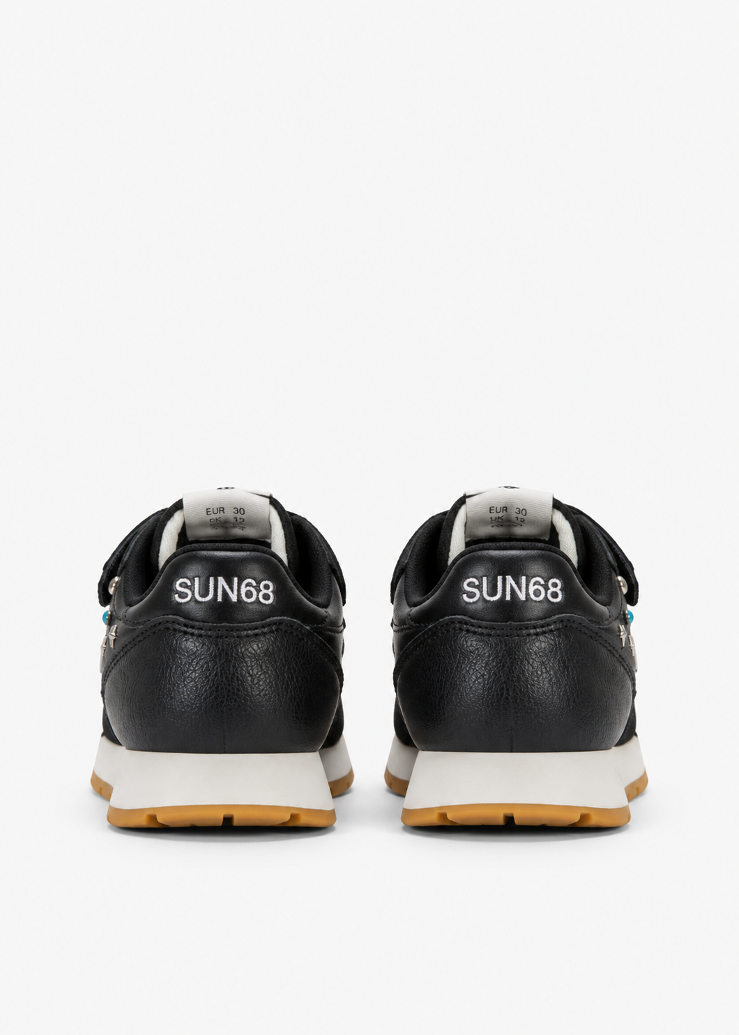 SUN68 Ally Studs Sneakers Nere Bambina con Borchie e Strappi Z46406K