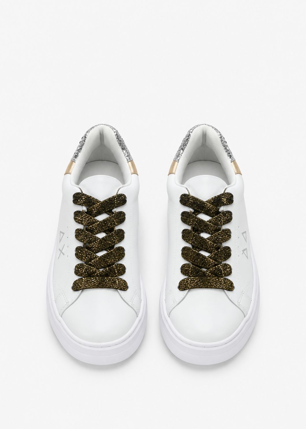 SUN68 Grace Sneakers Bianche e Argento Ragazza con Paillettes Z46463T