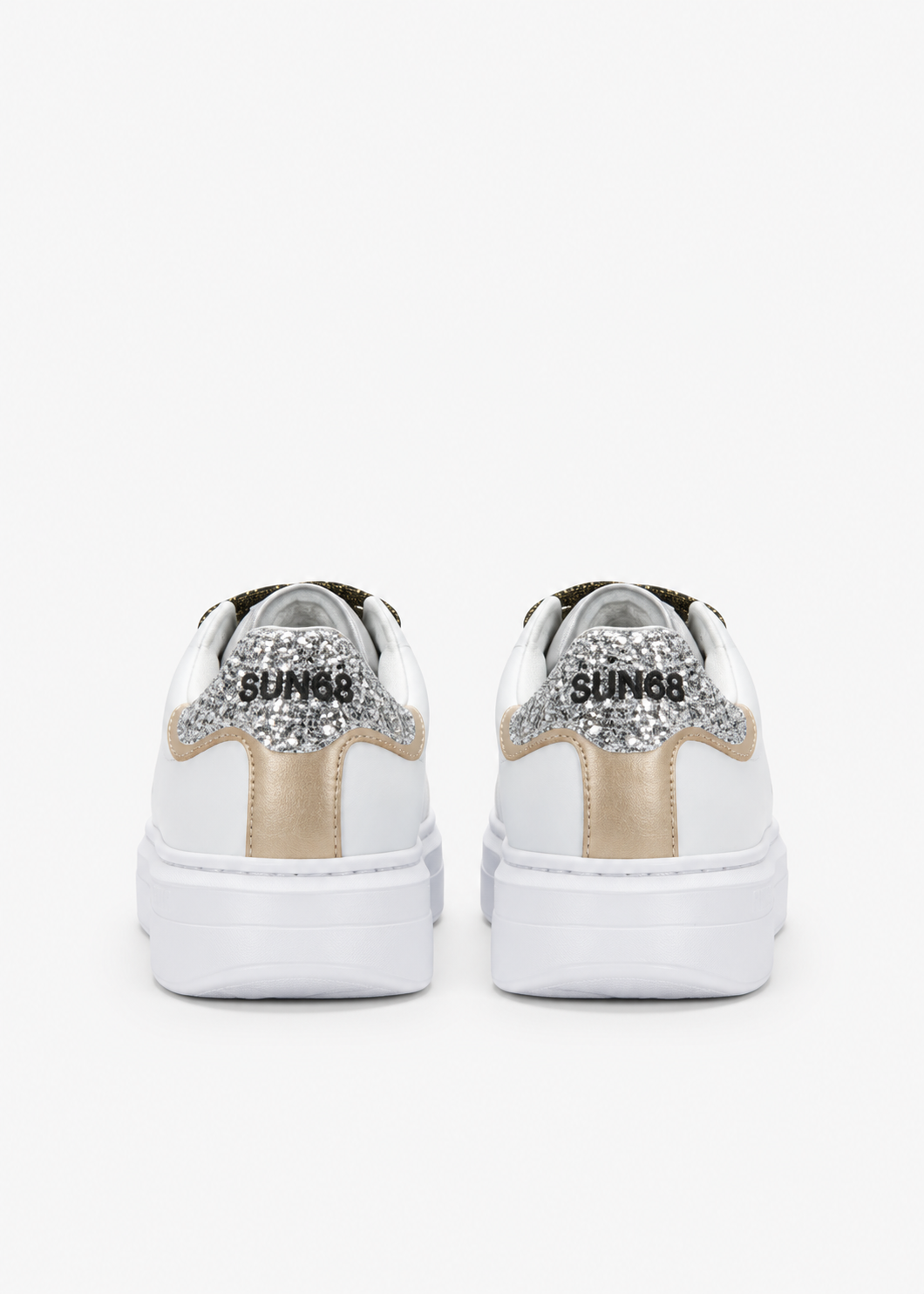 SUN68 Grace Sneakers Bianche e Argento Ragazza con Paillettes Z46463T