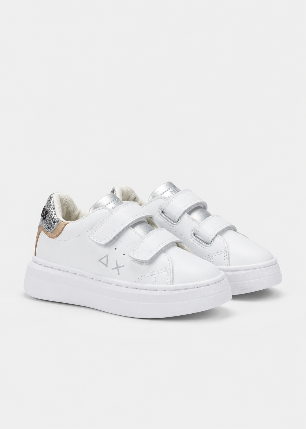 SUN68 Grace Sneakers Bianche Argento Bambina con Strappi Z46463B