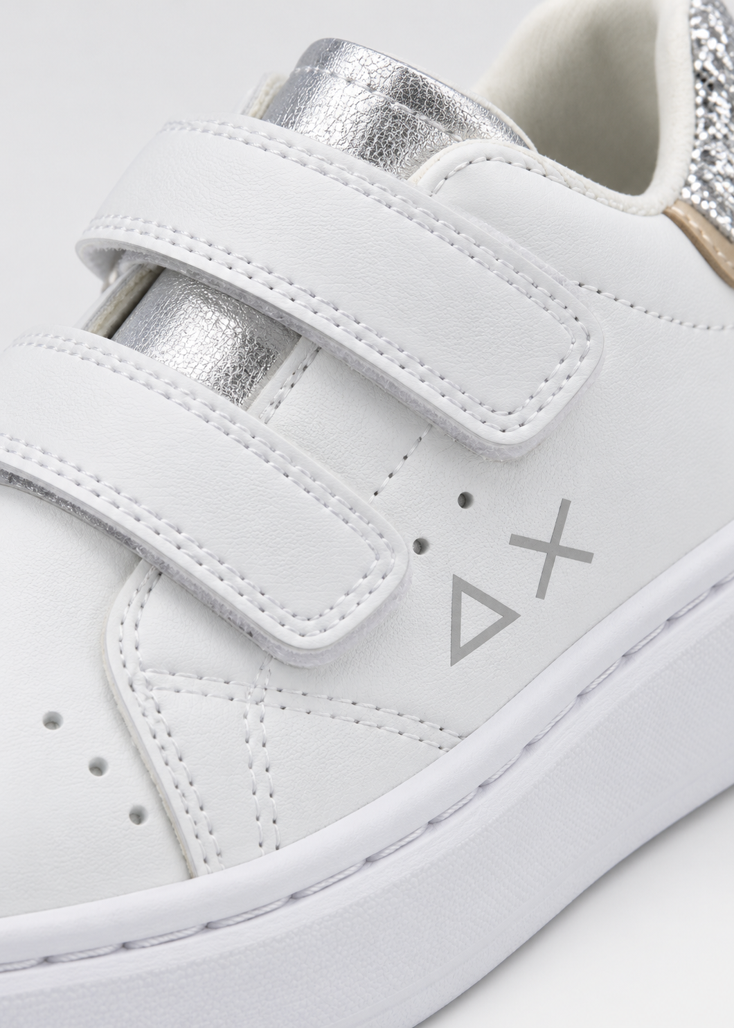 SUN68 Grace Sneakers Bianche Argento Bambina con Strappi Z46463B