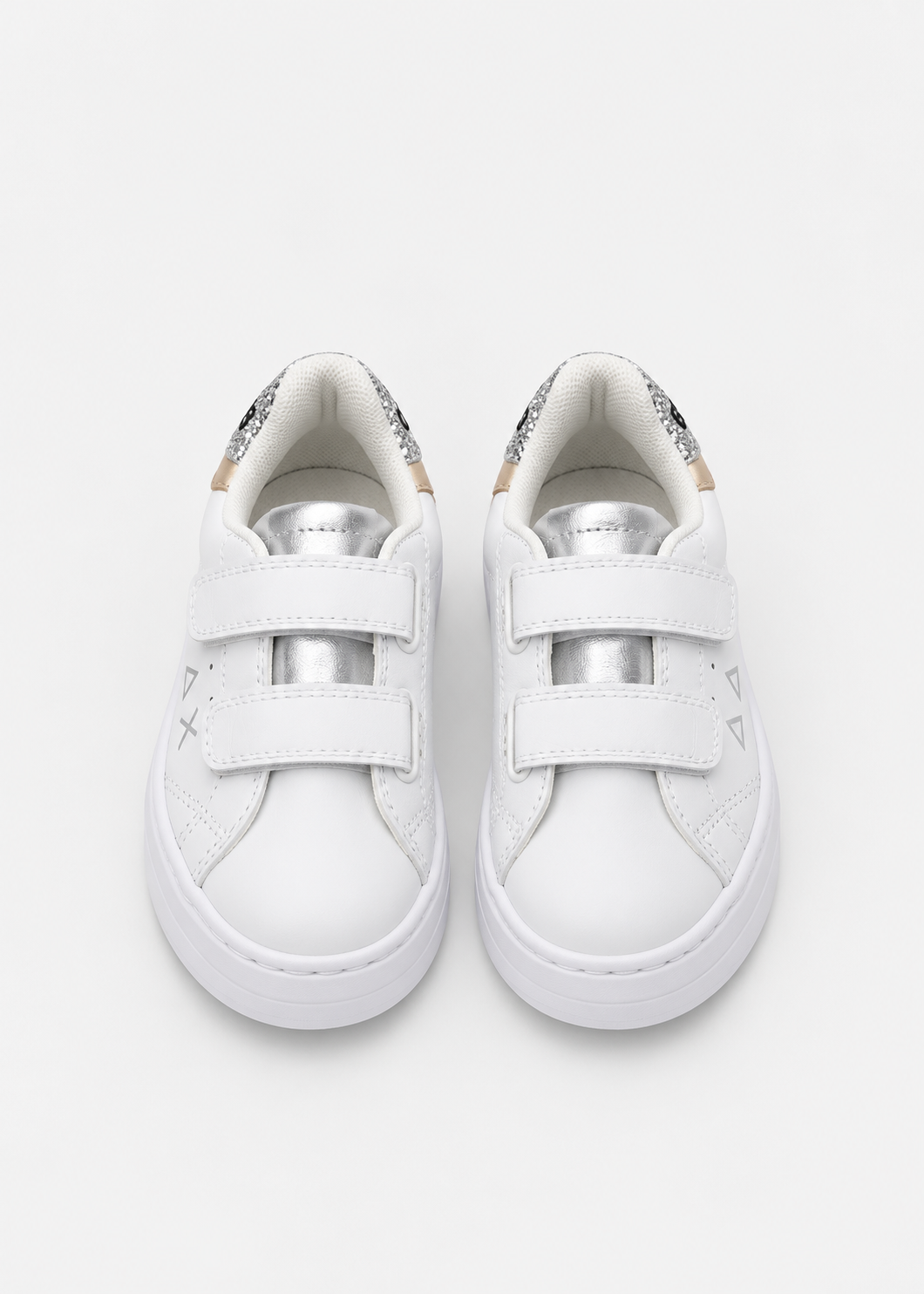 SUN68 Grace Sneakers Bianche Argento Bambina con Strappi Z46463B