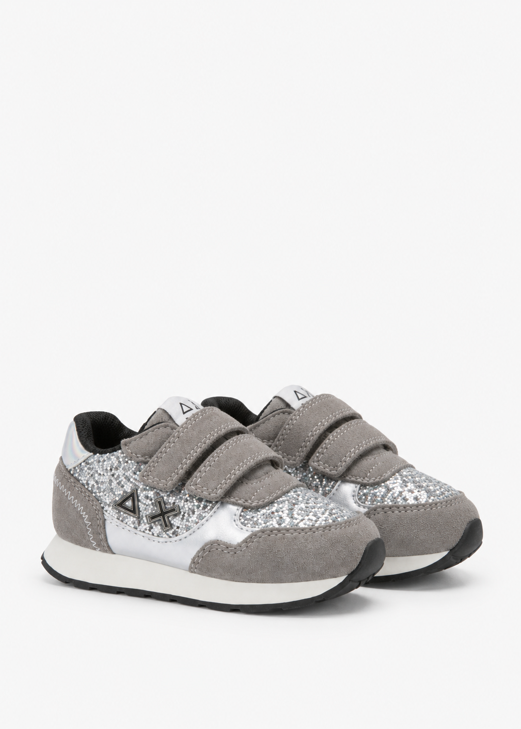 SUN68 Ally Sequins Sneakers Argento Neonata con Paillettes e Strappi Z46419F