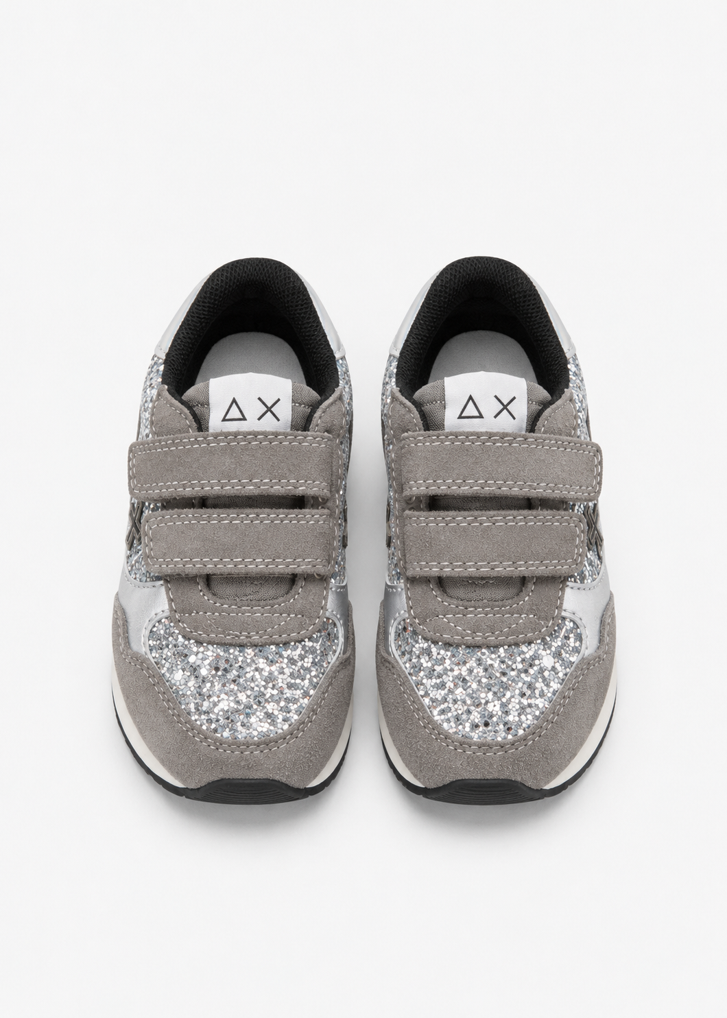SUN68 Ally Sequins Sneakers Argento Neonata con Paillettes e Strappi Z46419F