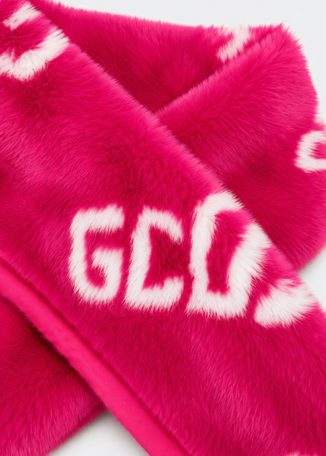 GCDS Sciarpa Fucsia Bambina Effetto Pelliccia Logo All Over AI26C2GJQP996E204