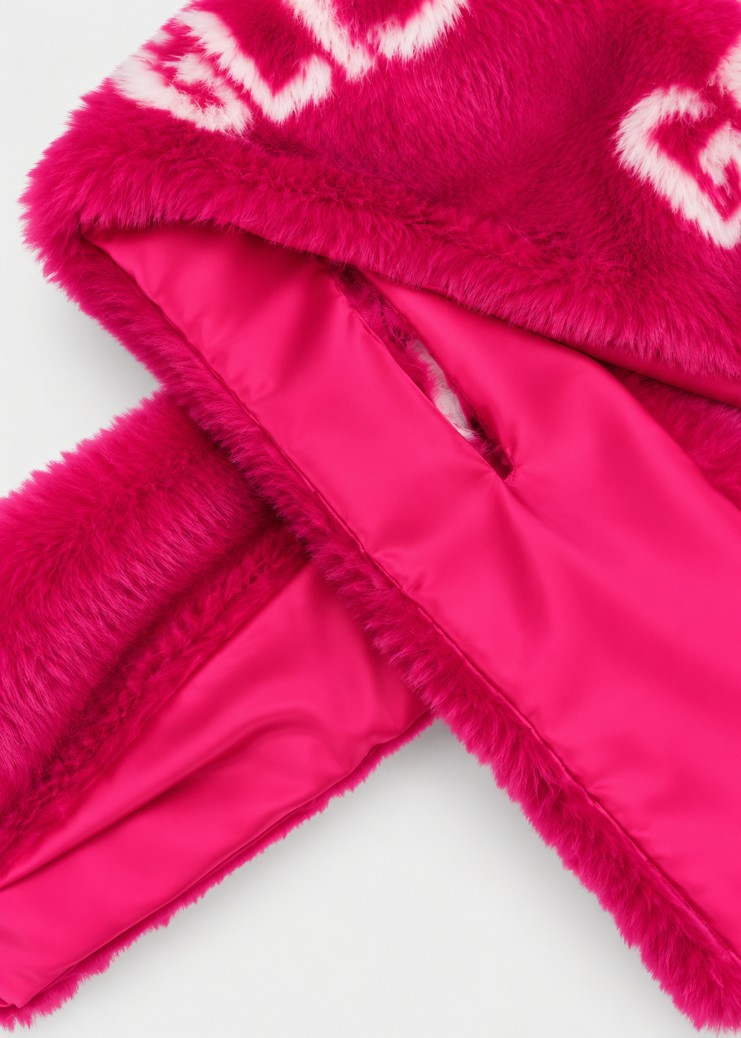 GCDS Sciarpa Fucsia Bambina Effetto Pelliccia Logo All Over AI26C2GJQP996E204