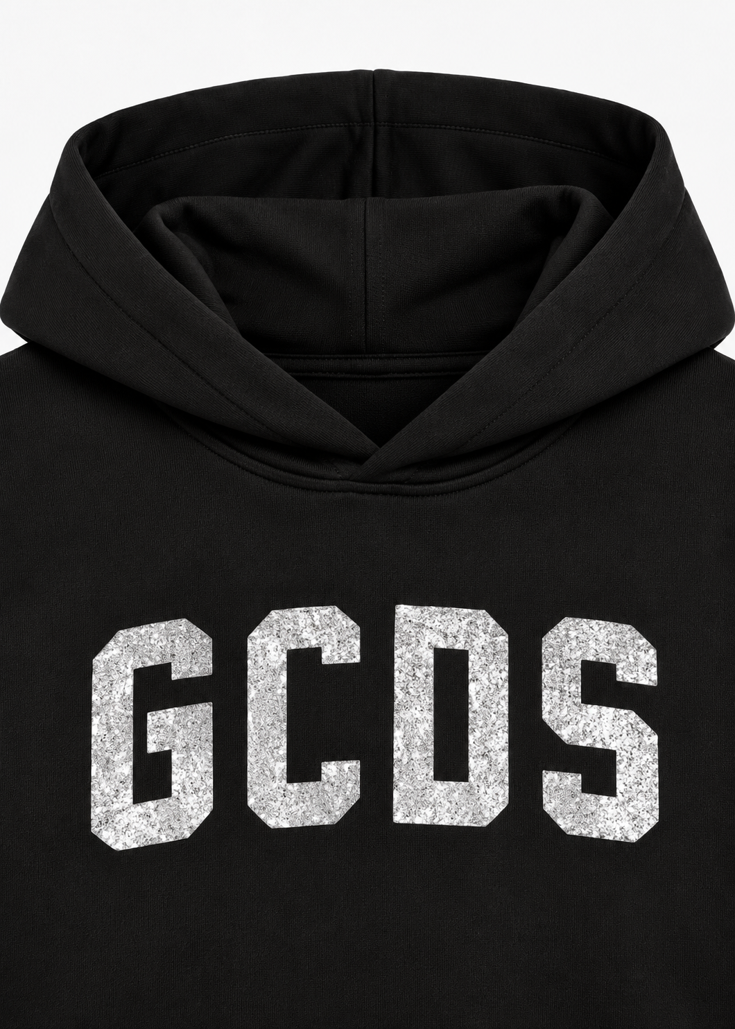 GCDS Felpa Nera Bambina in Cotone con Maxi Logo AI26Z0GJQE590F004