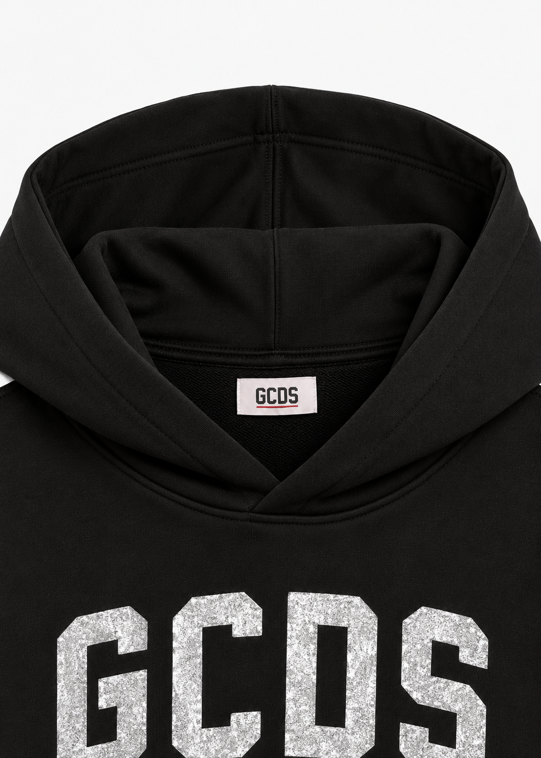 GCDS Felpa Nera Bambina in Cotone con Maxi Logo AI26Z0GJQE590F004