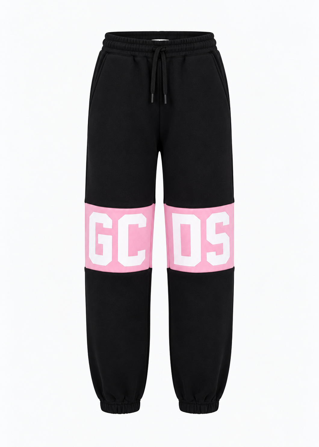 GCDS Pantaloni Neri e Rosa Bambina in Cotone con Maxi Logo AI26Z0GJQI588F004