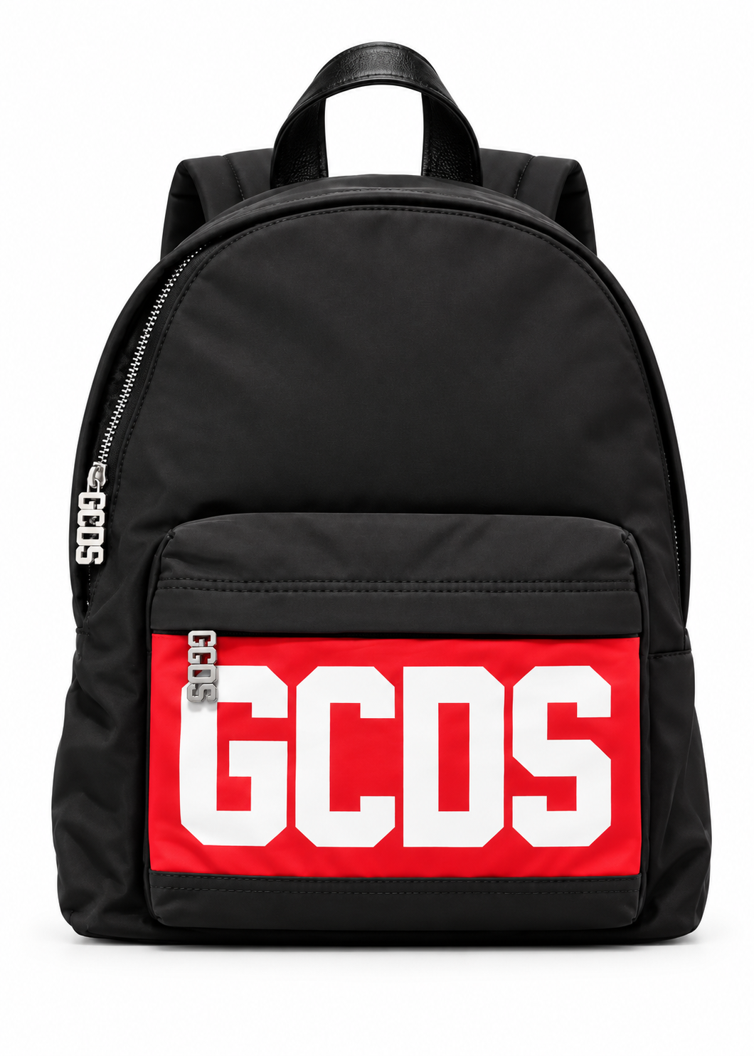 GCDS Zaino Nero Bambino con Maxi Logo e Fascia Rossa AI26Z0UJQW718T353