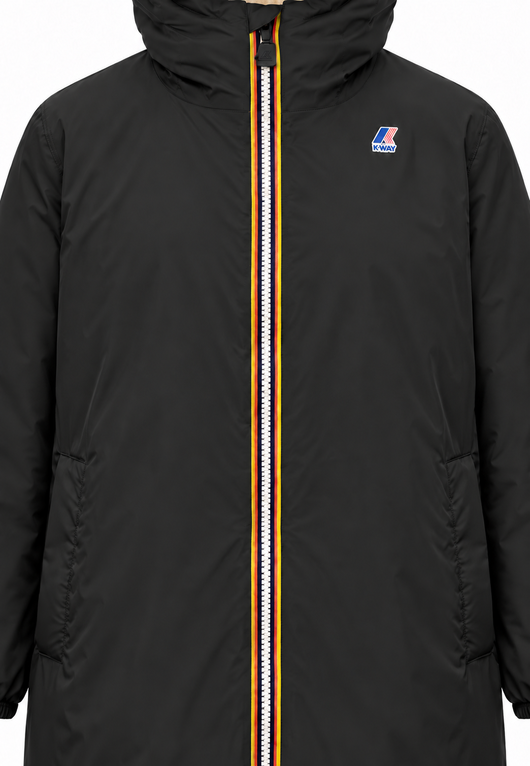 Kway nero unisex con cappuccio interno caldo