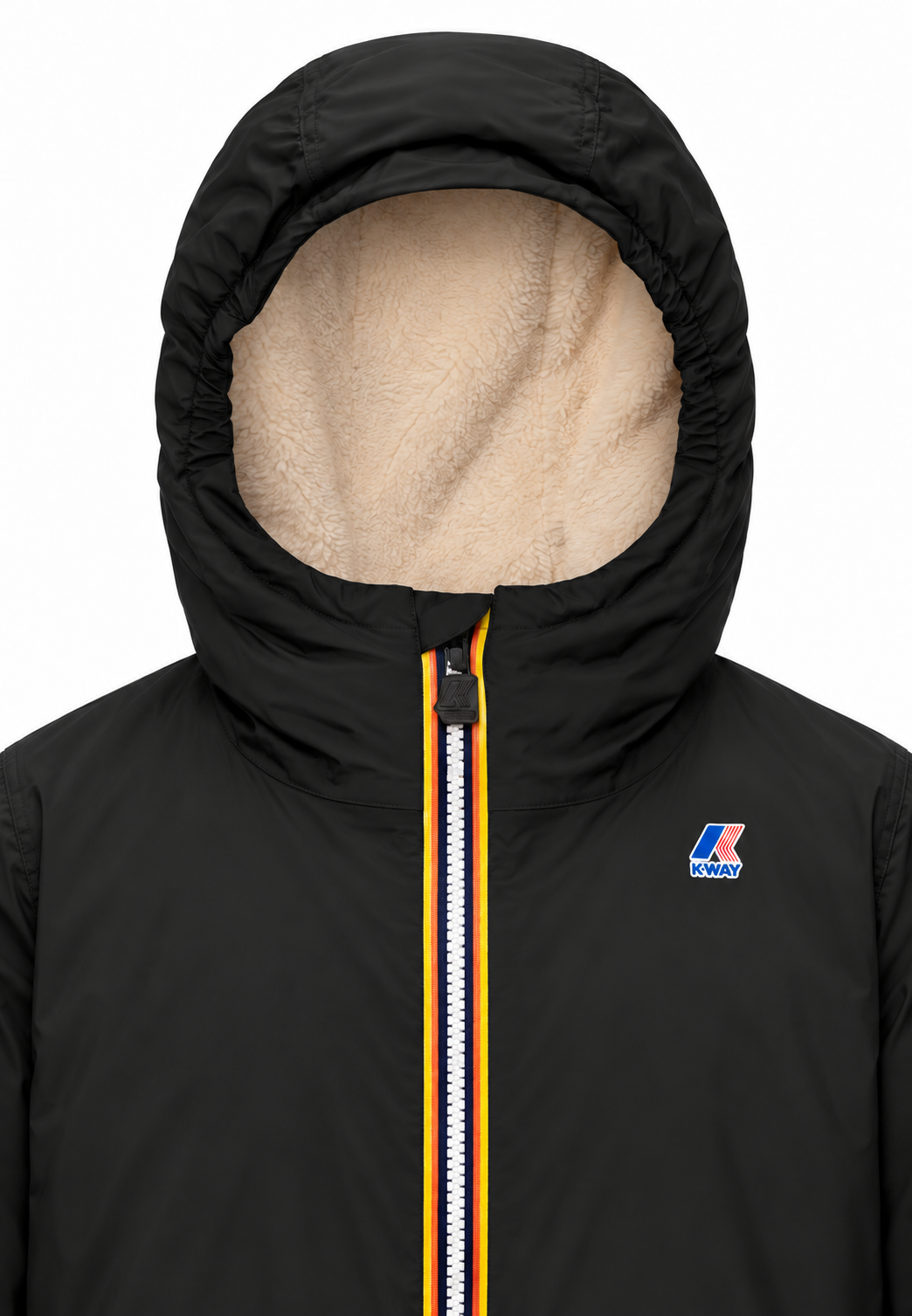 Kway nero unisex con cappuccio interno caldo