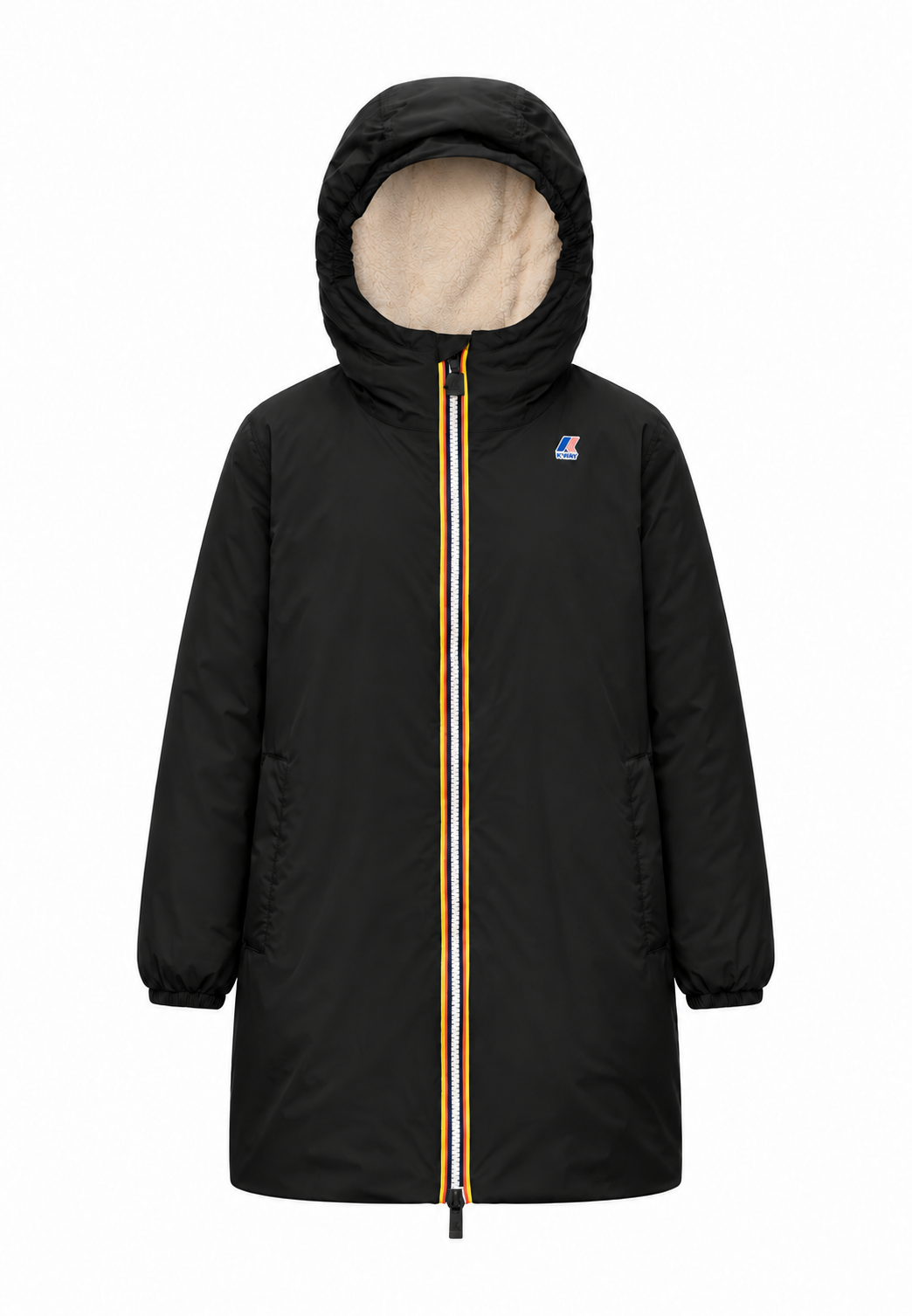 Kway nero unisex con cappuccio interno caldo